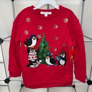 Celebrate Together Penguins Kid's Christmas Sweater Red Size XS (6) NWT